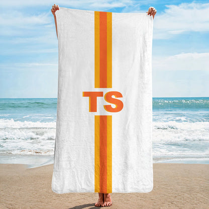 Personalized Monogram Beach Towel With Color Stripe, Unique Gift For Beach Trips