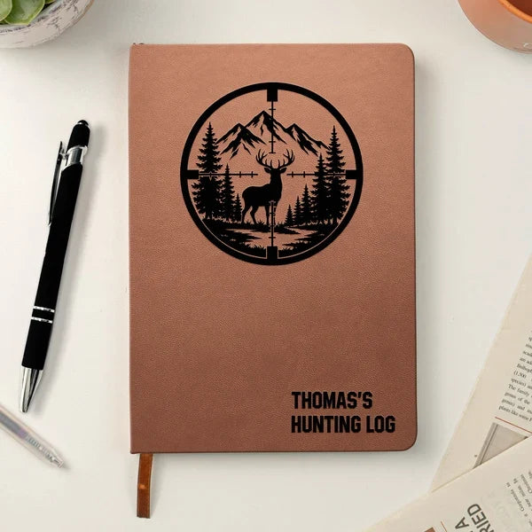 Personalized Leather Journal for Hunting Memories, Rustic Deer Design, Creative Gift for Dad or Husband