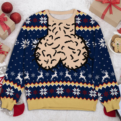 Funny Christmas Printed Sweatshirt, Personalized Reindeer Design, Creative Gift for Him and Shared Laughs