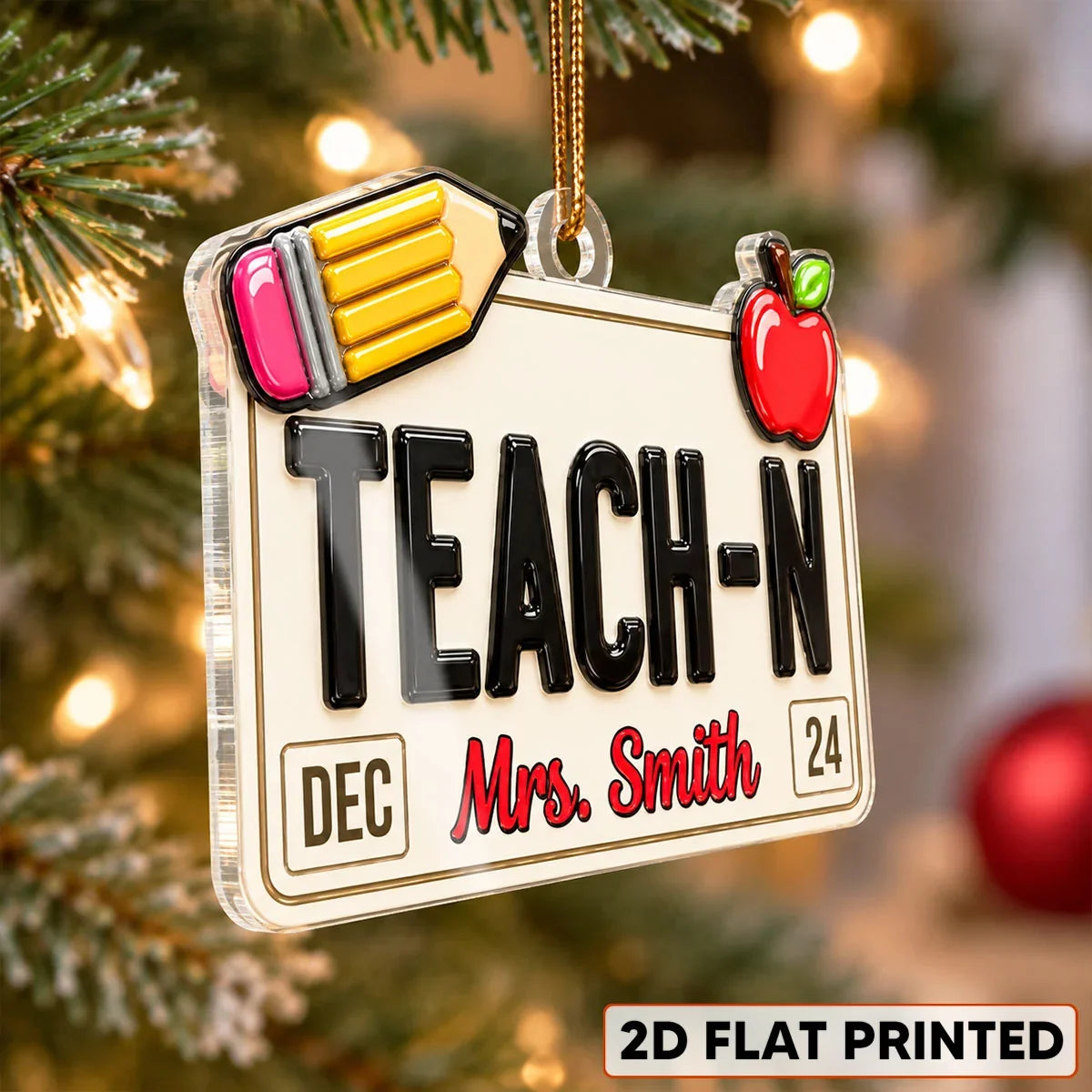 Personalized Acrylic Ornament, Colorful Career Keepsake for Nurses Teachers & Bus Drivers, Creative Christmas Gift