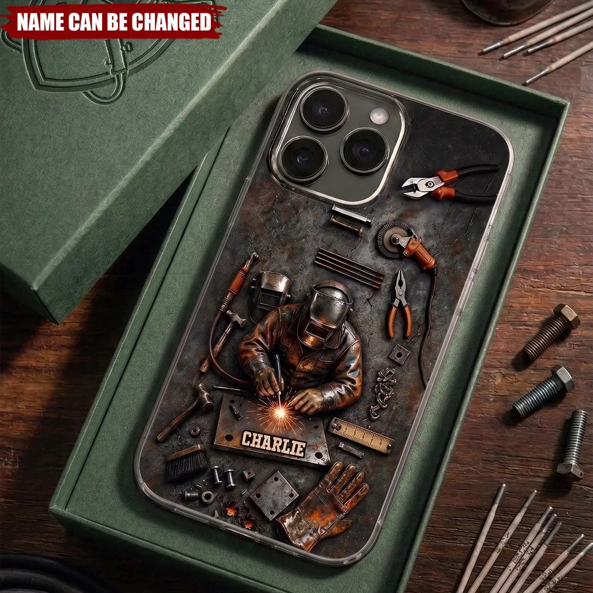 Skilled Hands Clear TPU Phone Case, Personalized Industrial Welder Design, Creative Gift for a Welder