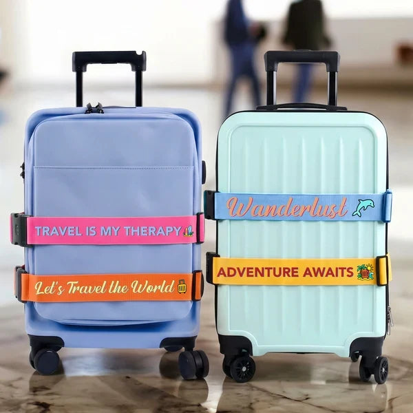 Personalized Standard Buckle Luggage Strap, Adventure Awaits Design, Unique Gift for Travelers