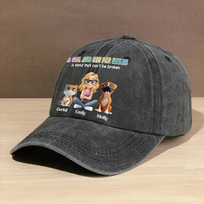 Denim Baseball Cap, Vintage Washed, Custom Pet Graphic, Casual Sun Shield, Unique Gift for Dog & Cat Moms