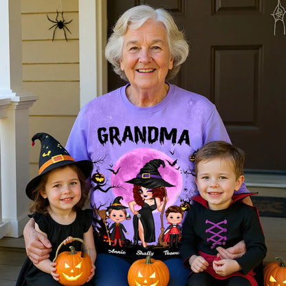Halloween Grandma Classic Tee with Whimsical Illustration for Family Fun and a Perfect Gift
