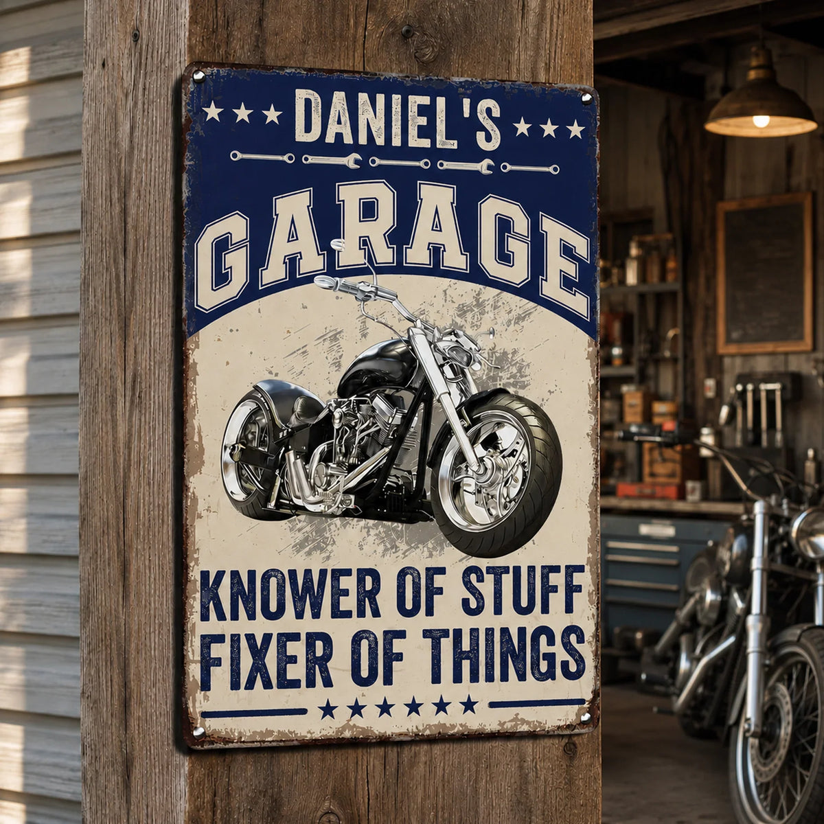 Personalized Rectangular Iron Sign, Vintage Red Car Workshop Decor, Unique Gift for Dad & Car Enthusiast