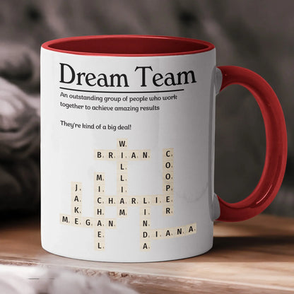 Personalized Ceramic Mug, Custom Scrabble Style Team Layout, Unique Coworker Gift for Office Coffee