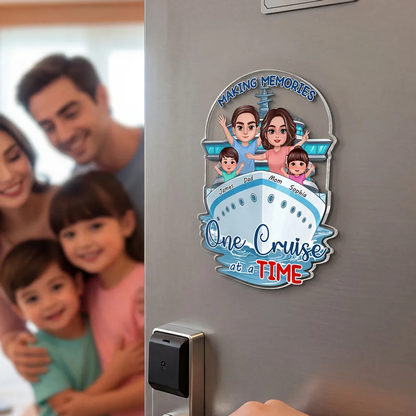 Personalized Acrylic Magnet Cruise Ship Family Waving Door Decor Making Memories One Cruise at a Time Unique Gift