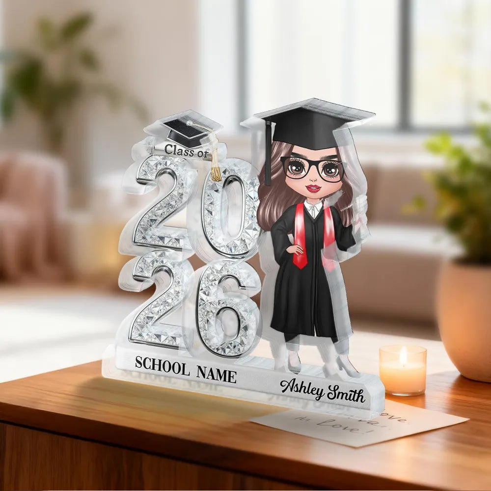 Shaped Acrylic Block Plaque Personalized for Graduation, Glam Class Ye ...