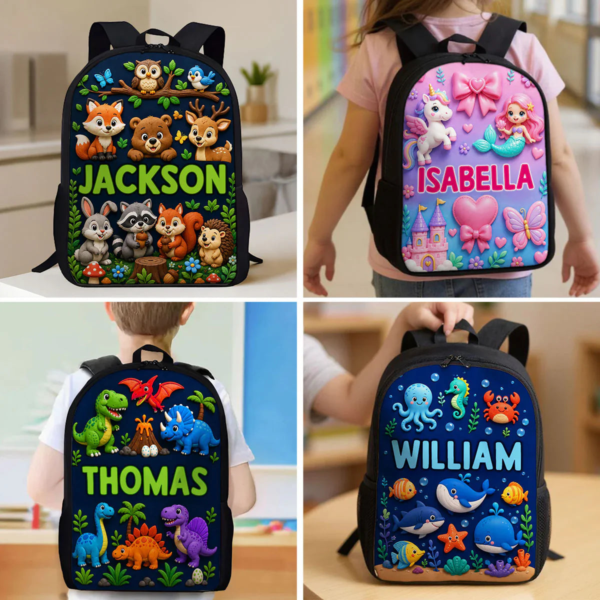 Personalized Kids School Backpack, Cute Animal Prints, Creative Gift For Bright School Mornings