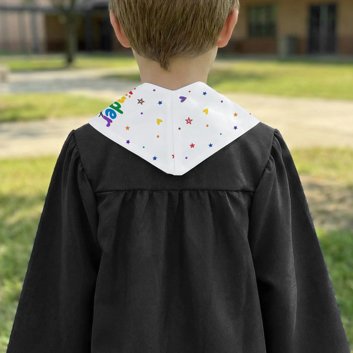Personalized Polyester Satin Stole for Kinder Graduate With Affirmations and Crayon Rainbow, Unique Graduation Gift