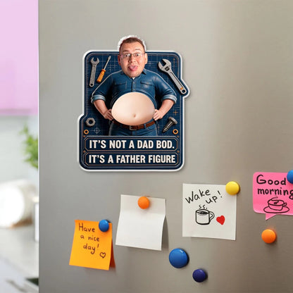Father Figure Silicone Belly Acrylic Magnet, Personalized Dad Humor with Workshop Tools, Creative Gift for Dad