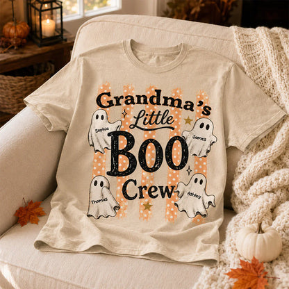 Grandma's Boo Crew Polka Dot Stripes - Personalized Shirt - Perfect Halloween Costume for Grandma