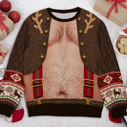 Personalized Jolly Belly Printed Sweatshirt, Laughing Man Festive Style, Unique Gift for Men