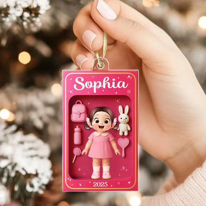 Pink Acrylic Girl Ornament - Personalized Gift for Kids