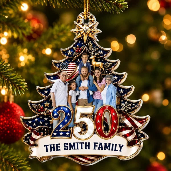 America's 250th Anniversary Acrylic Ornament, Personalized Patriotic Family Portrait, Creative Keepsake Gift