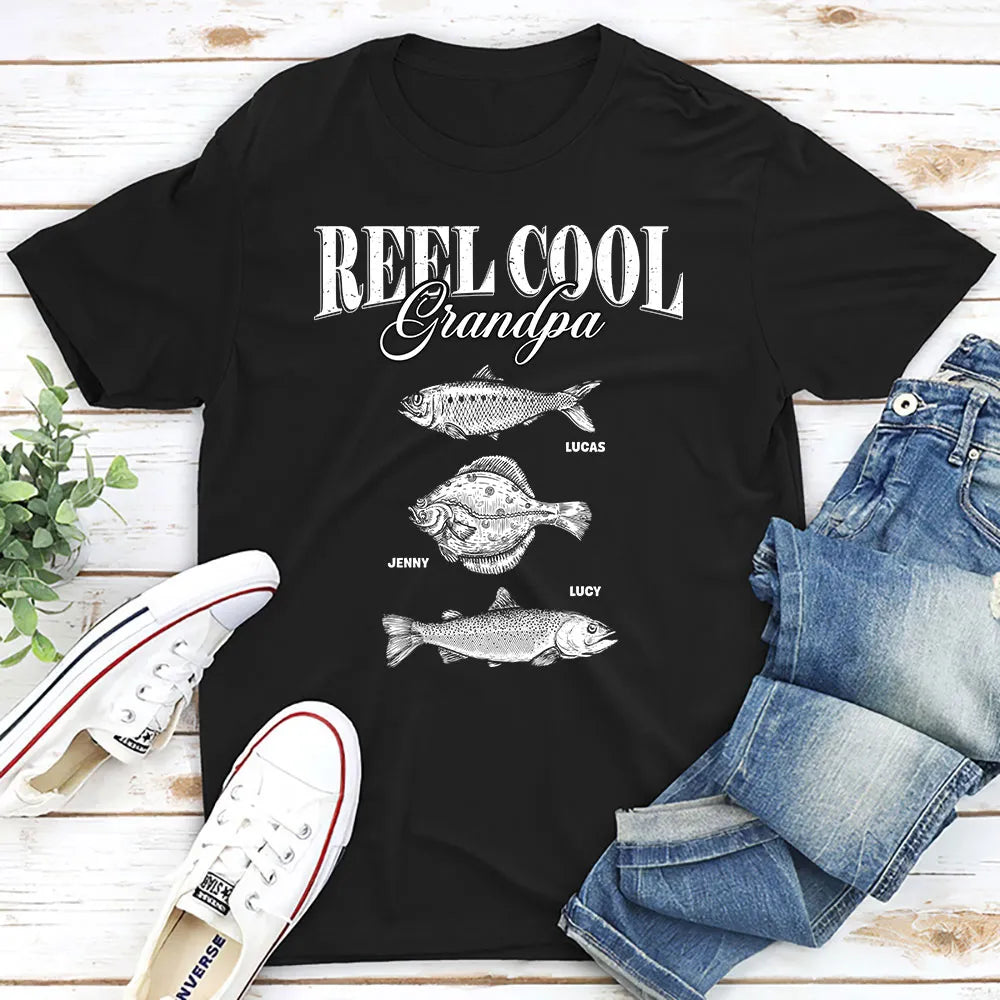 Grandpa Classic Tee with Custom Fish Art, Creative Gift for Fishing Trips & Everyday Wear