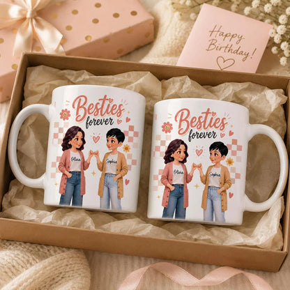 Personalized Ceramic Mug, Besties Forever Pinky Promise Design, Unique Gift for Your Closest Friend