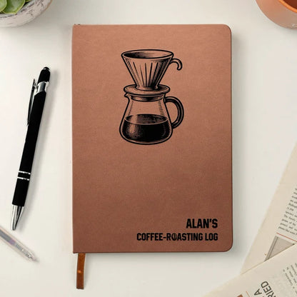 Personalized Coffee-Roasting Leather Journal, Earthy Brewing Keepsake, Creative Gift for a Friend or Dad