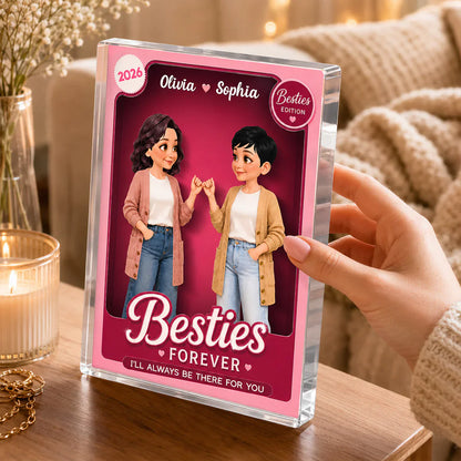 Personalized Rectangle Acrylic Block Plaque, Pink Toy Box Pinky Promise, Unique Gift for Close Friend