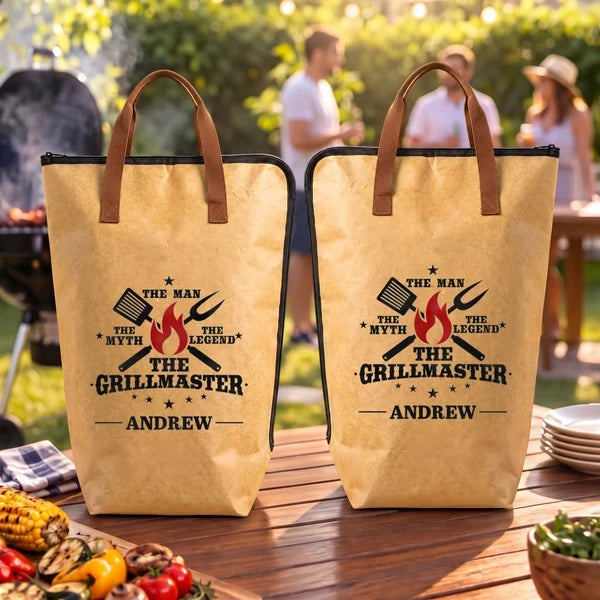 Personalized BBQ Resting Bag, Flame and Grill Tool Design for Backyard Cookouts, Unique Gift for Grill Lovers