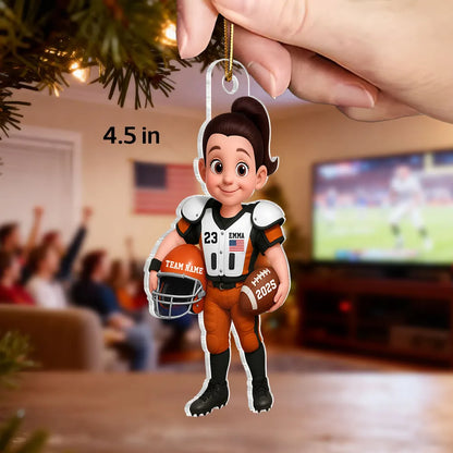 Acrylic Ornament - Personalized American Football Player for Christmas Tree, Cute Decor, Unique Gift for Kids & Sports Fans