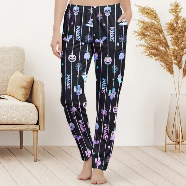 Spooky Family Printed Lounge Pants, Personalized Matching Keepsake and Unique Creative Gift for Family