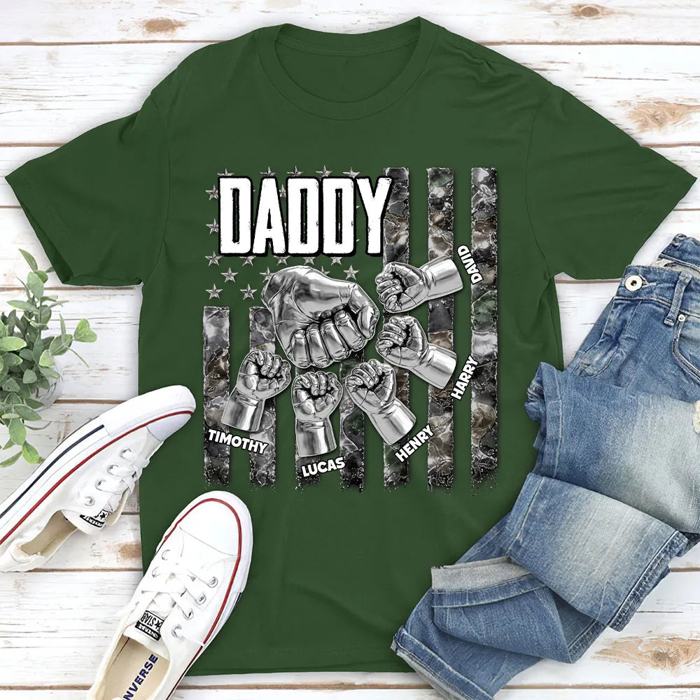 Personalized Dad Fist Bump Classic Tee, Unique Patriotic Gift for Dad With Bold Family Pride