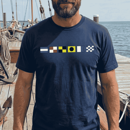Nautical Signal Flags Classic Tee, Personalized for Your Name, Beachy Everyday Style, Thoughtful Gift