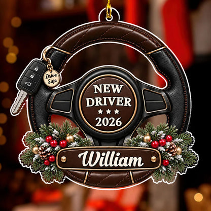 New Driver Acrylic Ornament, Personalized Driving Keepsake, Creative Gift for a Proud Family Celebration