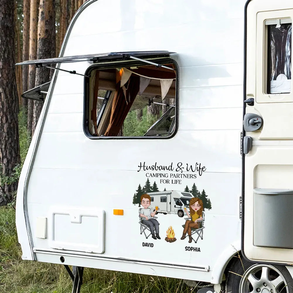 Personalized Camping Couple Sticker Decal, Custom Partners For Life RV ...