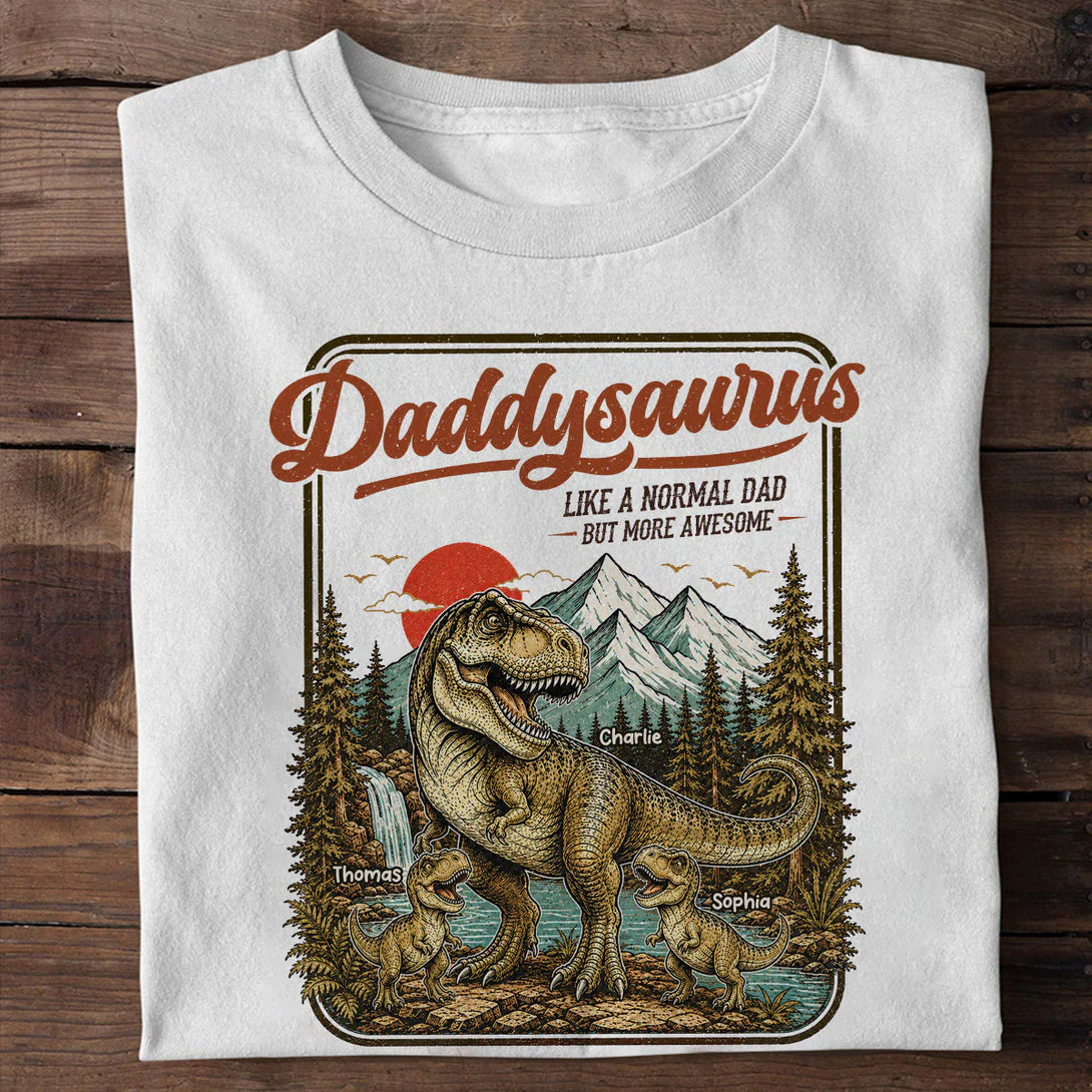 Personalized Daddysaurus Classic Tee, Retro Dinosaur Dad Art, Unique G ...