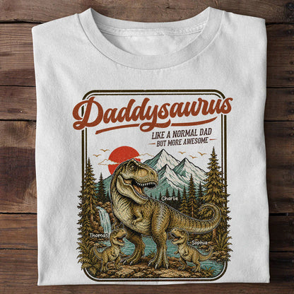 Personalized Daddysaurus Classic Tee, Retro Dinosaur Dad Art, Unique Gift for Dad or Husband