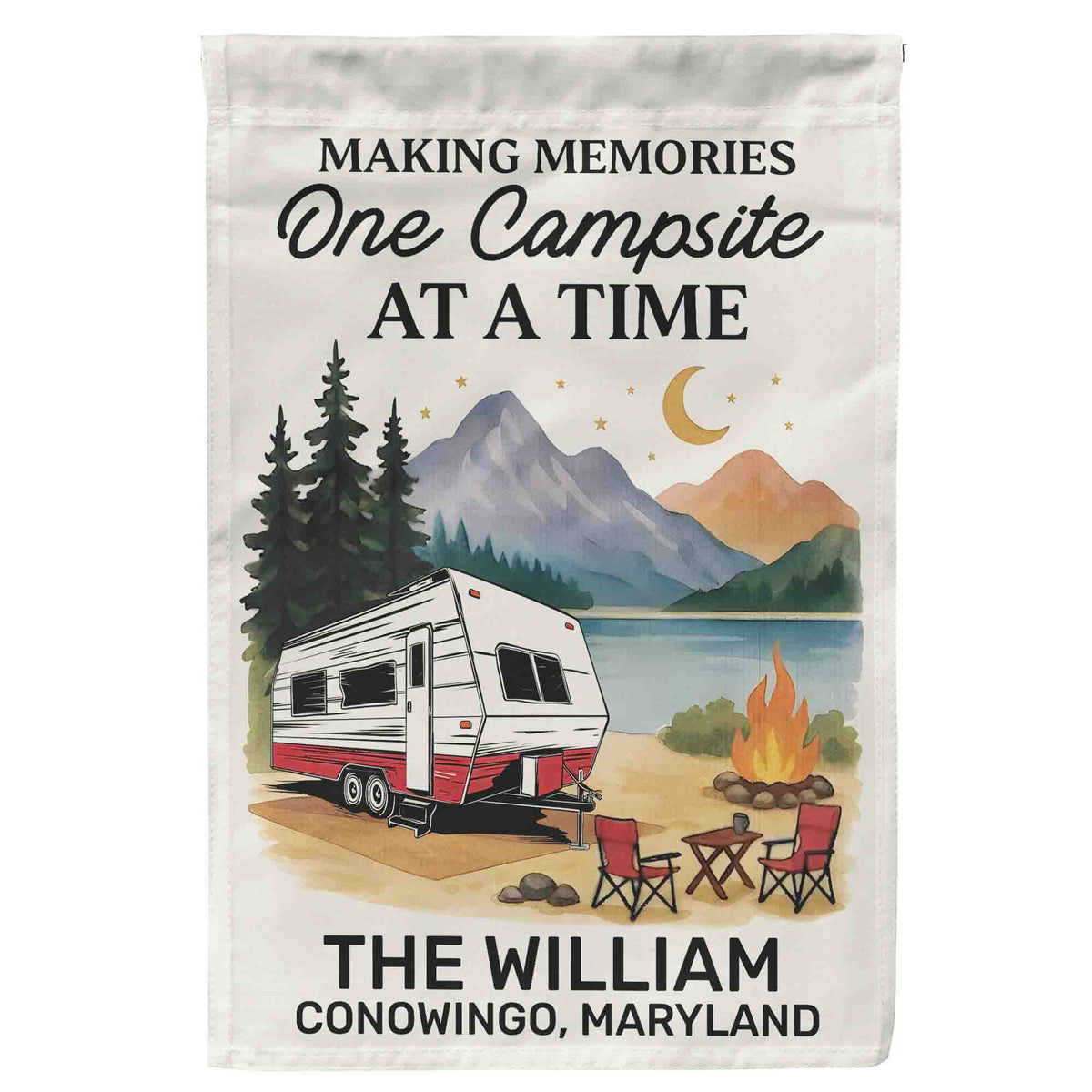 Garden Flag, Welcome to Our Campsite RV Lake Scene for Campsite Decor, Unique Gift for Camping Family