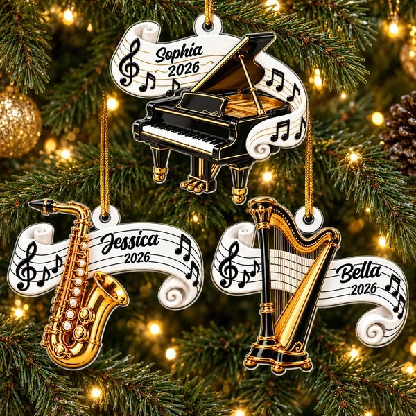 Personalized Music Acrylic Ornament, Instrument Design for Christmas Trees, Unique Gift for Band Students and Teachers