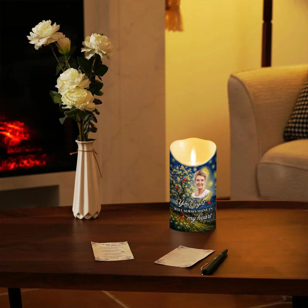 Custom Flameless LED Candle, When You Miss Me Quote & Cardinals, Creative Sympathy Gift for Home