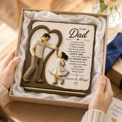 Personalized 2-Layer Wooden Plaque for Dad, Father & Daughter Holding Hands, Unique Gift From Daughter
