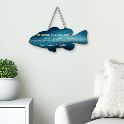 Personalized Fish Ruler Wooden Sign, Custom Fishing Decor for Dad, Unique Creative Gift
