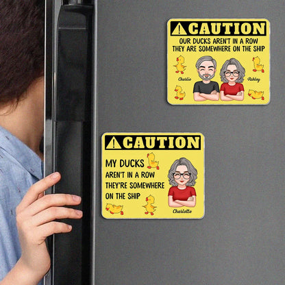 Funny Personalized Acrylic Magnet for Cruise Ship Door - Caution Our Ducks Aren't In A Row - Unique Gift for Travelers