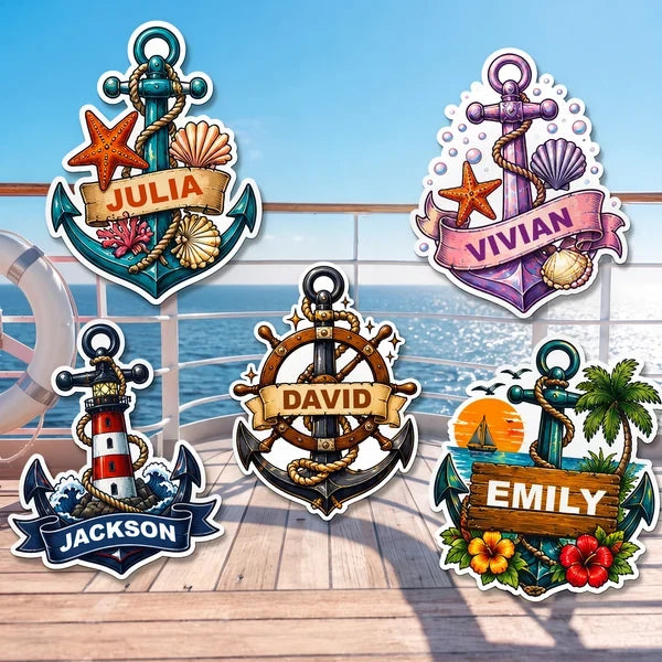 Personalized Acrylic Magnet, Nautical Anchor Cruise Door Decor, Unique Gift for Family Travelers