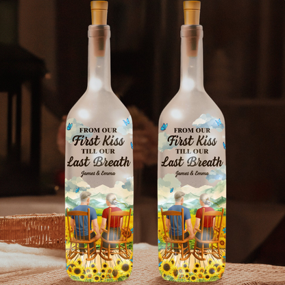 Personalized Bottle Lamp From Our First Kiss Till Our Last Breath Romantic Couple Gift With Warm Glow Home Decor