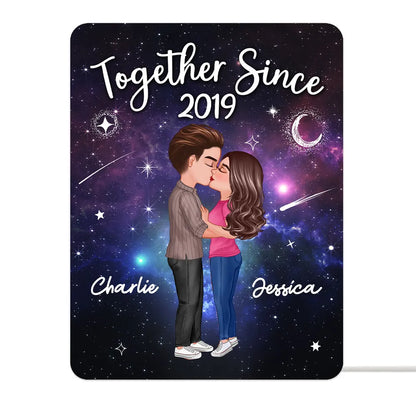 Personalized Acrylic Light Box for Couples with Galaxy Night Kiss, Soft Glow Romantic Bedroom Lamp, Unique Anniversary Gift