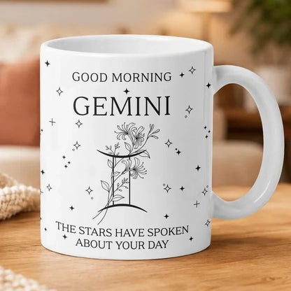 Personalized Two-Tone Mug, Good Morning Zodiac Art, Creative Gift for a Friend or Sister