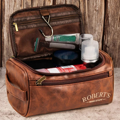 Personalized Leather Toiletry Bag, Thoughtful Travel Keepsake, Creative Gift for Husband or Dad