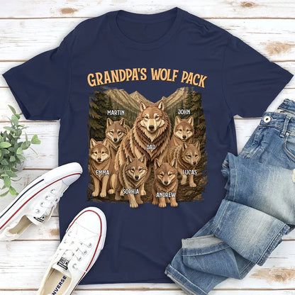 Papa's Wolf Pack Classic Tee, Custom Family Wolf Design, Heartwarming Gift for Outdoorsy Dad