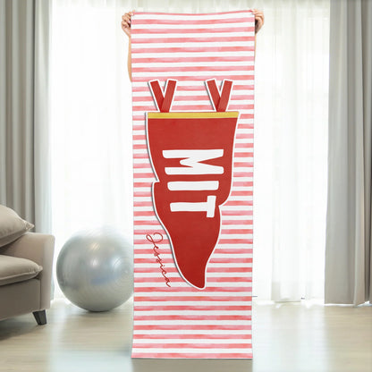 Custom Yoga Mat for School Spirit, Varsity Pennant Style Creative Gift for Students & Alumni