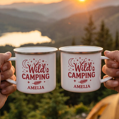 Enamel Mug for Campers, Explore New Adventures Design, Unique Creative Gift for Outdoor Friends