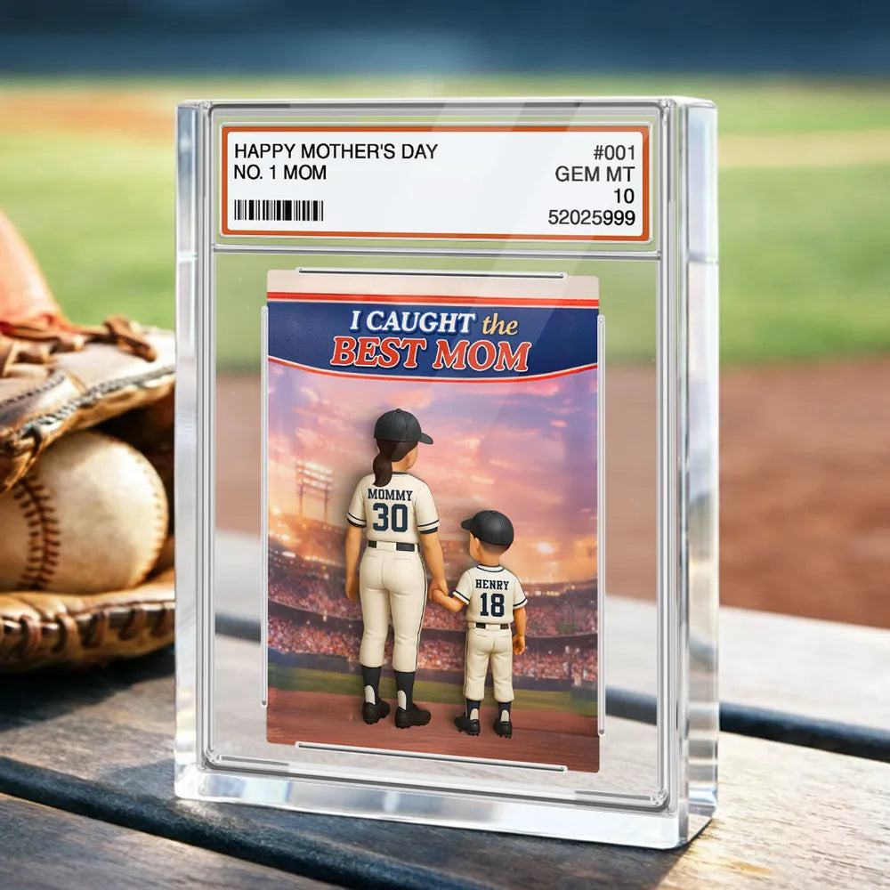 Personalized Baseball Mom Rectangle Acrylic Block Plaque, We Caught the Best Mom Stadium Scene, Unique Mother's Day Gift