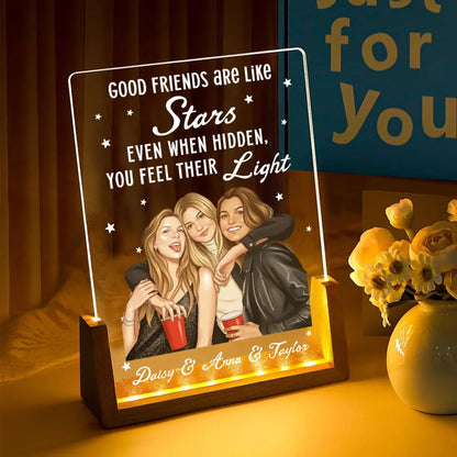 Personalized Good Friends Are Like Stars LED Light Frame, Friendship Keepsake, Creative Gift for a Friend