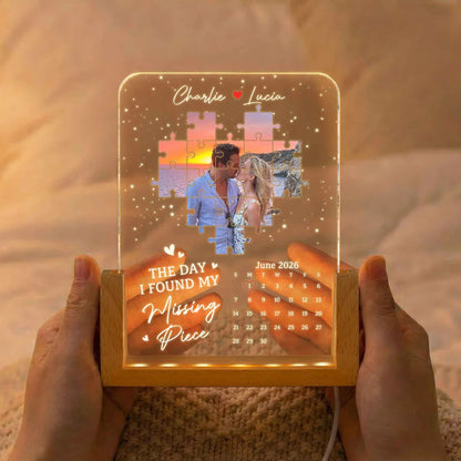 Custom LED Light Frame, Missing Piece Calendar Keepsake With Soft Glow, Creative Gift for Couple