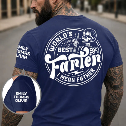 Dual Print Classic Tee for Father, Custom Skeleton Dad Joke Shirt, Creative Gift for Everyday Laughs
